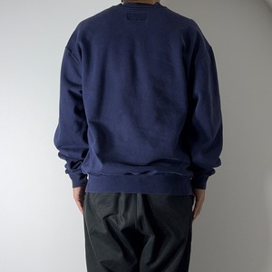 90s L.L.Bean × Russell henry neck sweatshirt solid navy XL 古着