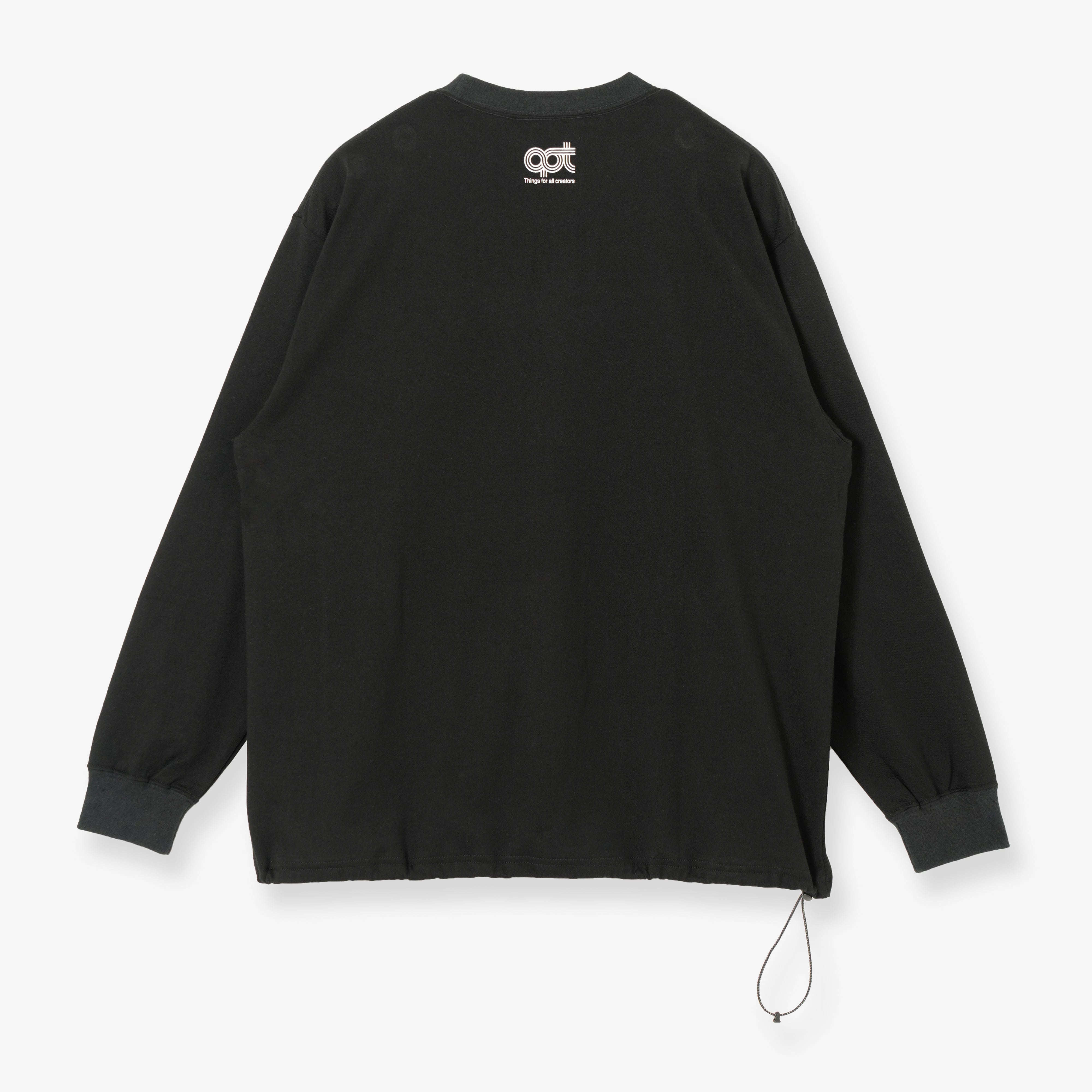 トップス Optstuff DRAWSTRING LONG SLEEVE T OPTSTUFF] DRAWSTRING LONG SLEEVE T-SHIRT (BLACK) | OPTSTUFF