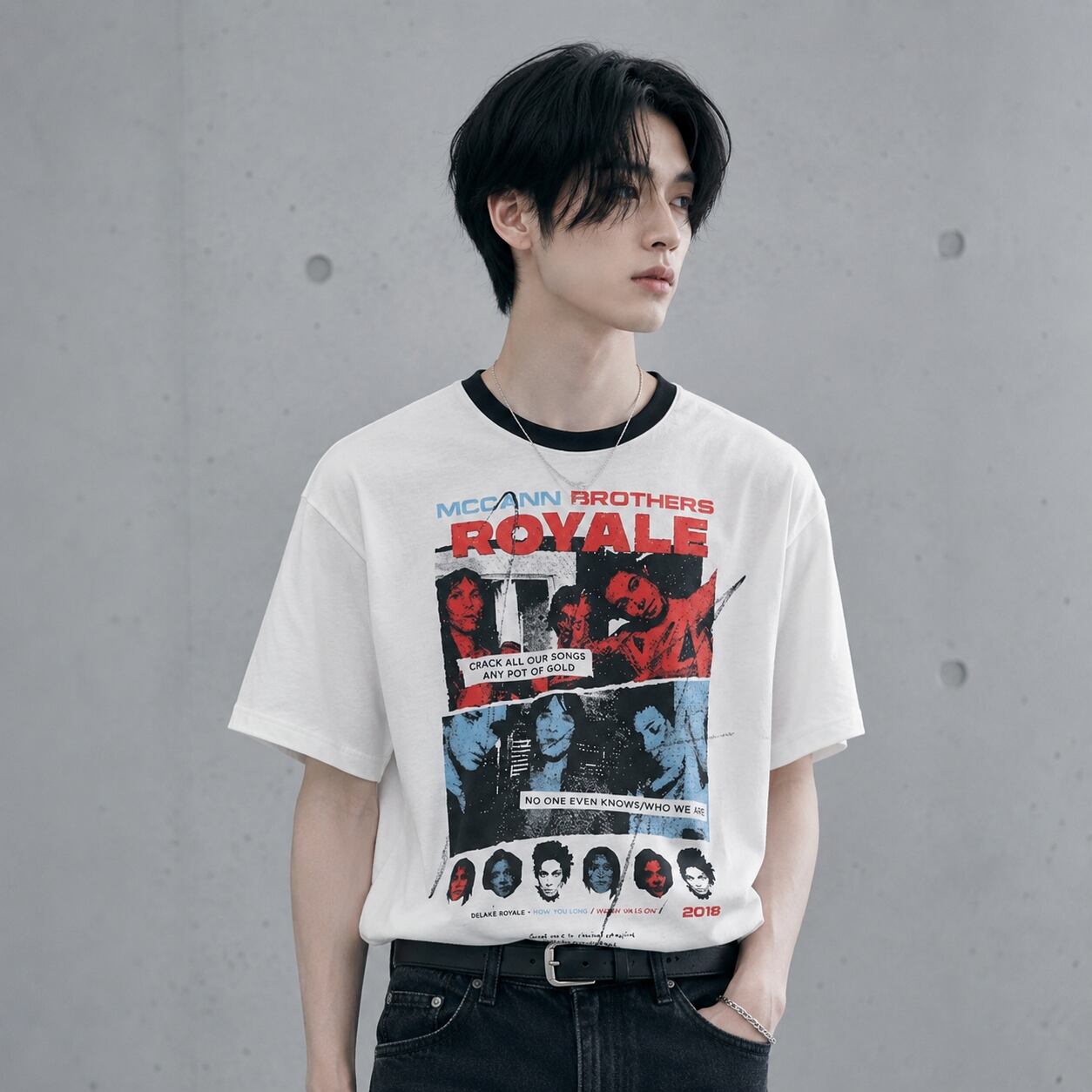 Rock band print short-sleeved T-shirt 0003