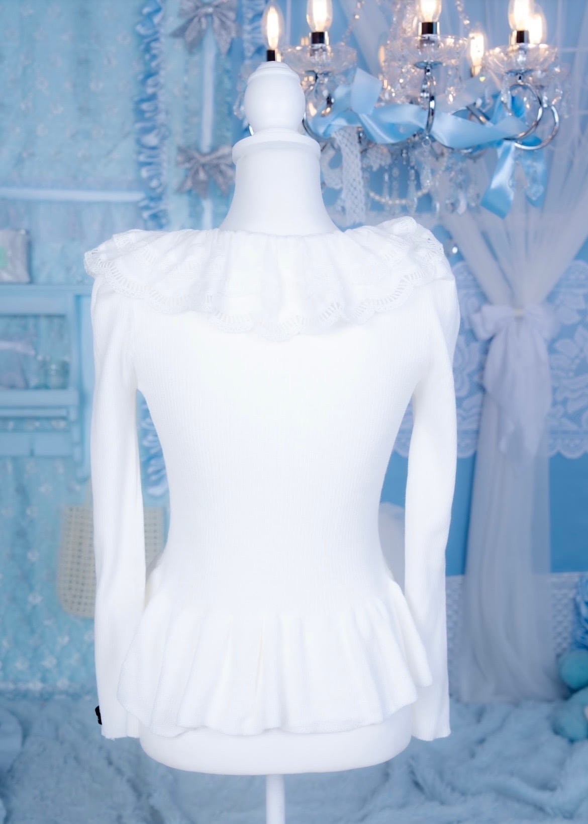 frill collar peplum knit