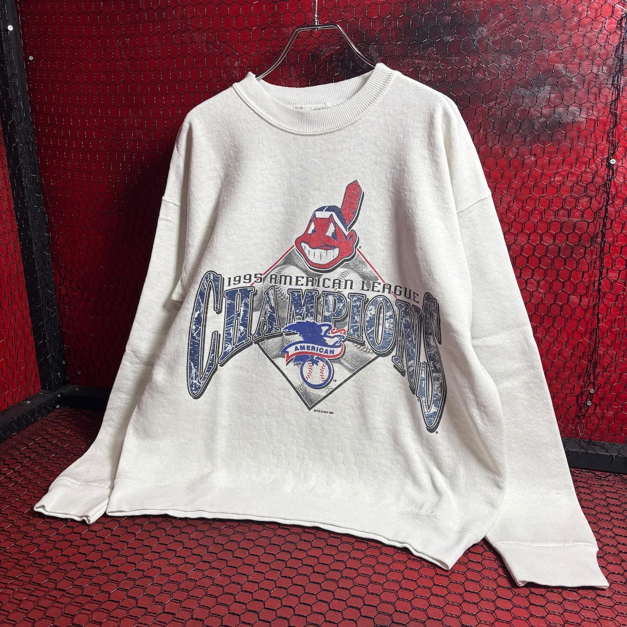 1995s USA インディアンズ スウェット INDIANS MLB ホワイト Lee