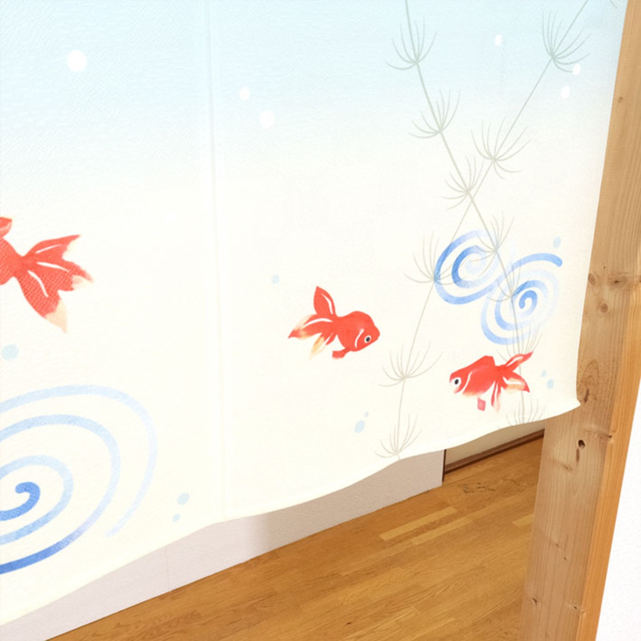 【受注生産】のれん 波紋金魚 85×45cm 27607