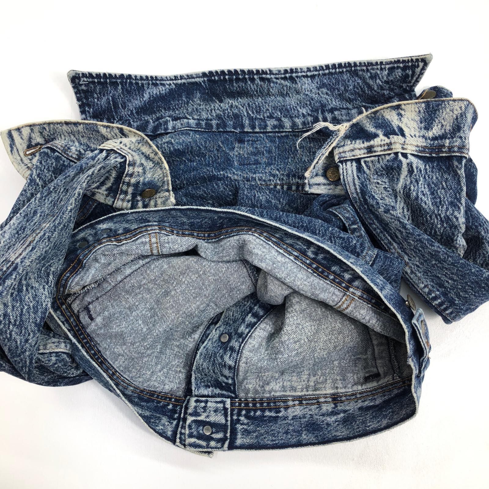 80's Lee デニムジャケット インディアン プリント ウエスタンUSA製L 80s USA製 Lee 濃紺 ヴィンテージ デニムジャケット 44 L XL