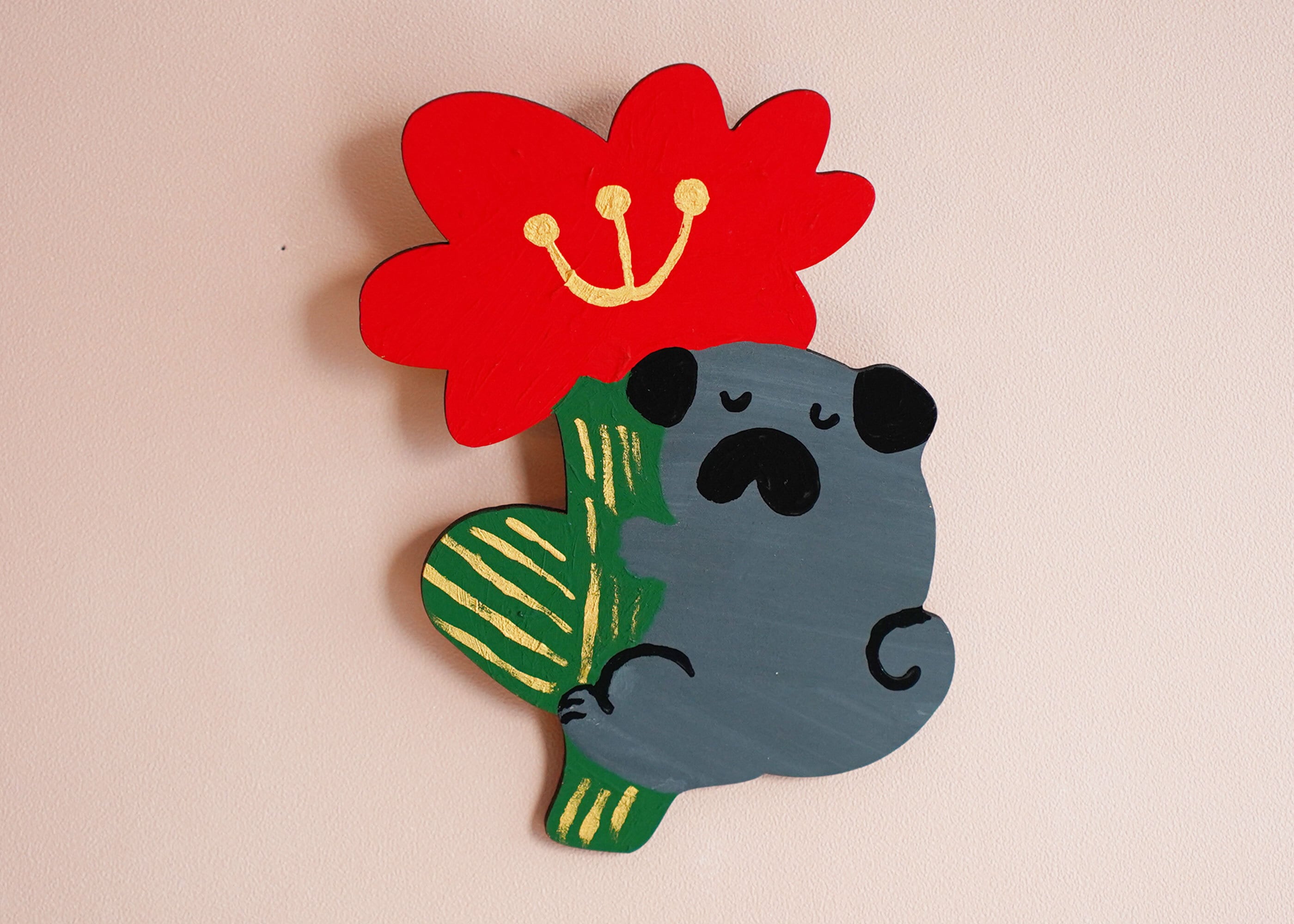 wood objet 原画 「Bloom赤」