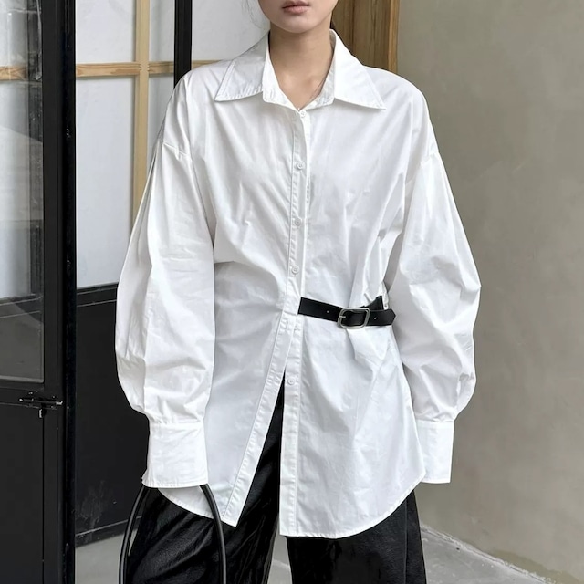 Waist-Belted Oversized Shirt 01471