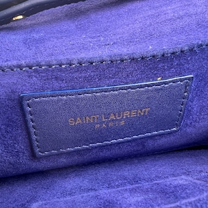 SAINT LAURENT サンローラン レザー ショルダーバッグ ブルー A-10729