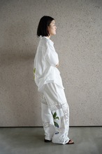 lace open collar shirt blue chamomile