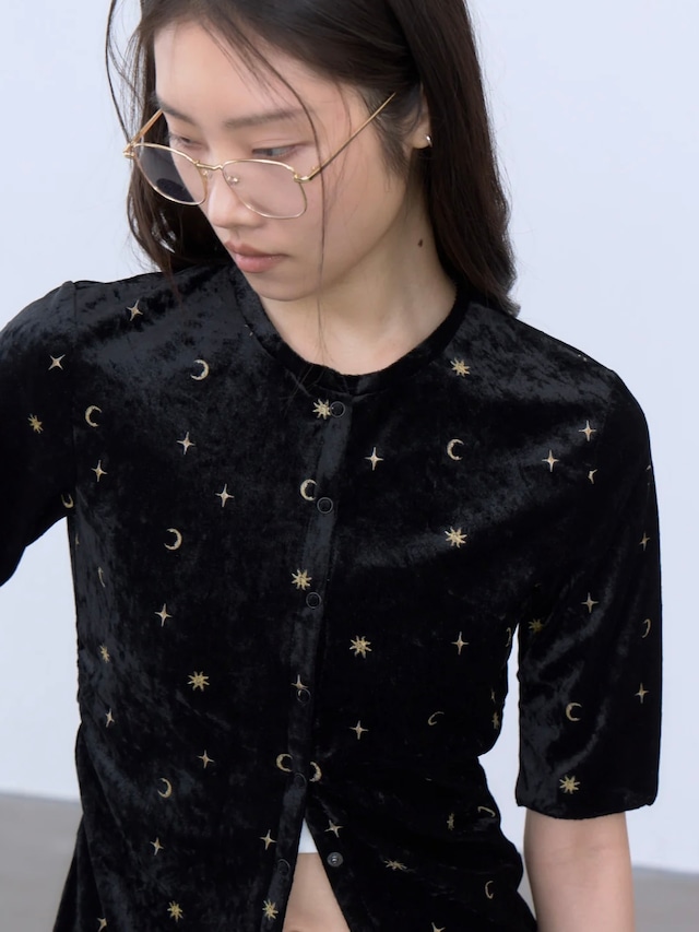 THINGS THAT MATTER シングスザットマター /ベロア トップス / STICKER PRINT VELOUR TOPS
