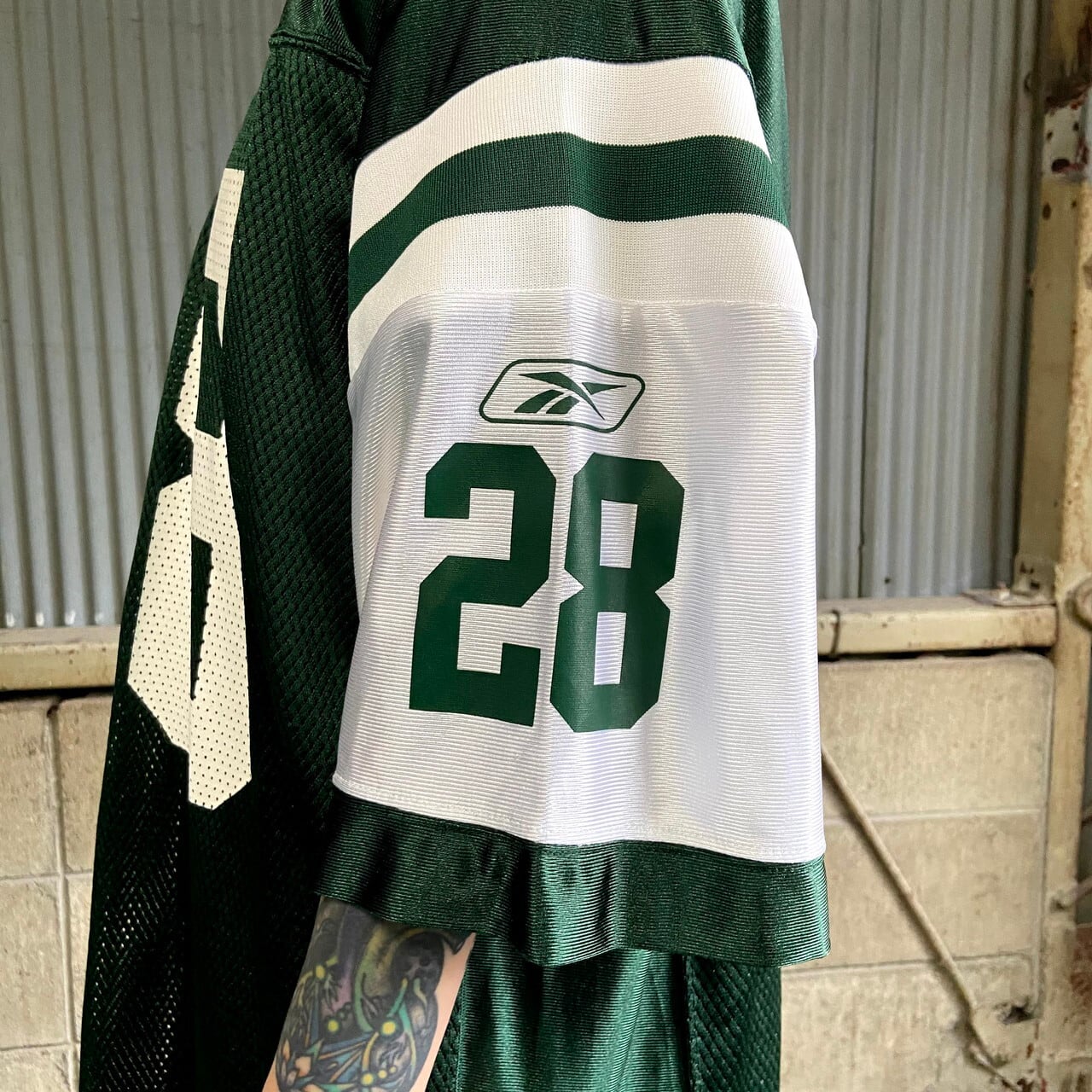 Reebok リーボック NFL ニューヨーク・ジェッツ カーティス・マーティン フットボールシャツ メンズXL 古着 NEW YORK JETS  レプリカユニフォーム アメフト メッシュ グリーン 緑色 【ゲームシャツ】 | cave 古着屋【公式】古着通販サイト