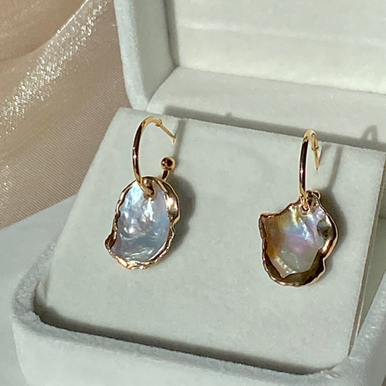 オーロラバロックパールピアス W10089