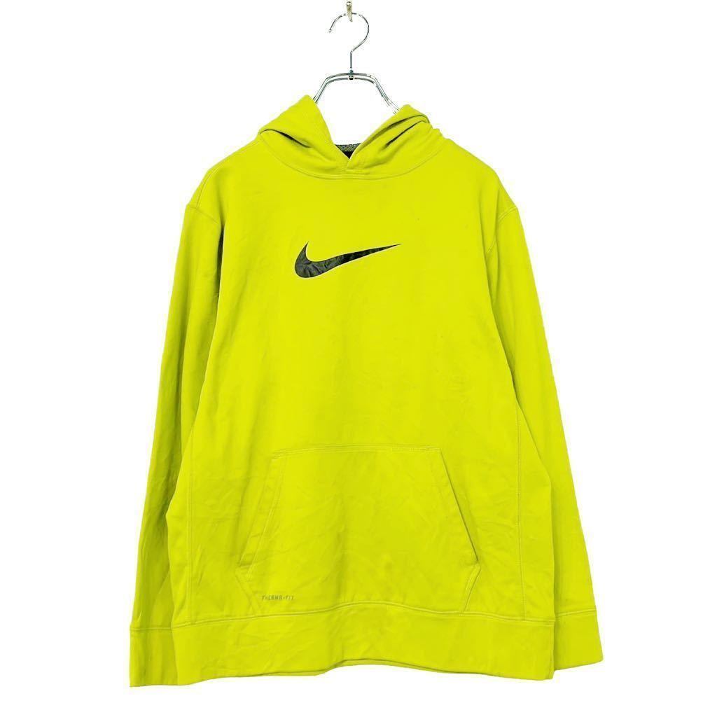 NIKE ロゴ スウェット パーカー ユースサイズ キッズ XL 160~ 黄緑