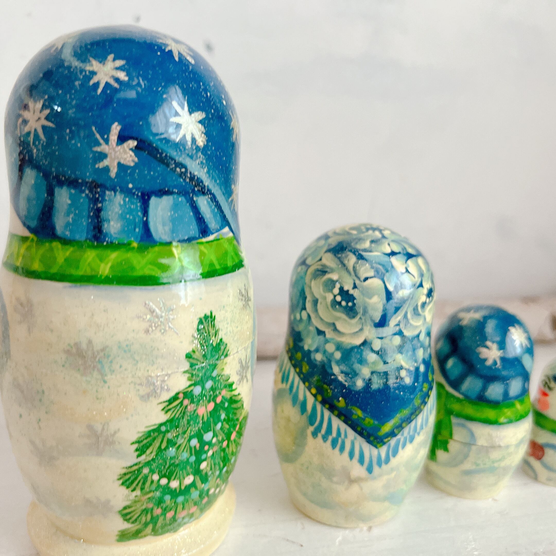 5p マトリョーシカ ナターリア作「雪だるまファミリー」14cm