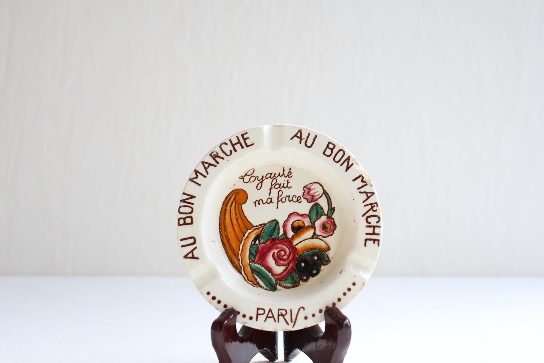 フランス アンティーク 『AU BON MARCHE』LONGWY窯 陶器 灰皿 N-05531