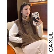 Stand Collar Faux Fur Zip Vest/2color
