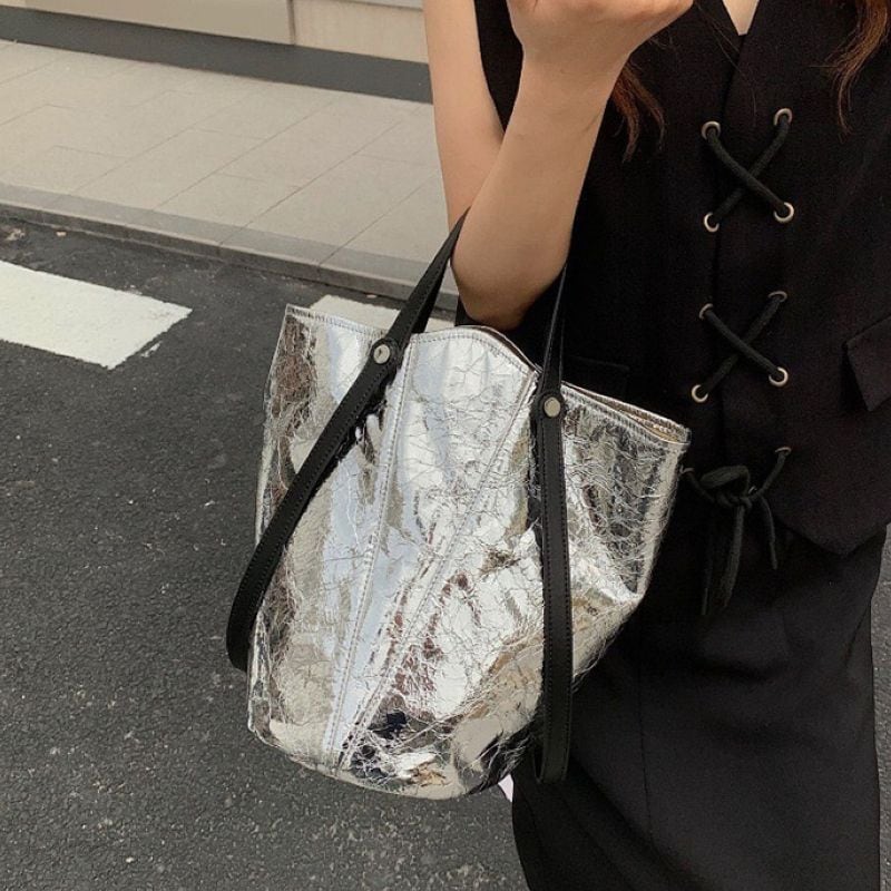 Metallic W handle bag 2 types V1803 | ViCHIC.