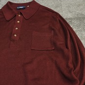 70's~ 4B acryl knit polo burgundy