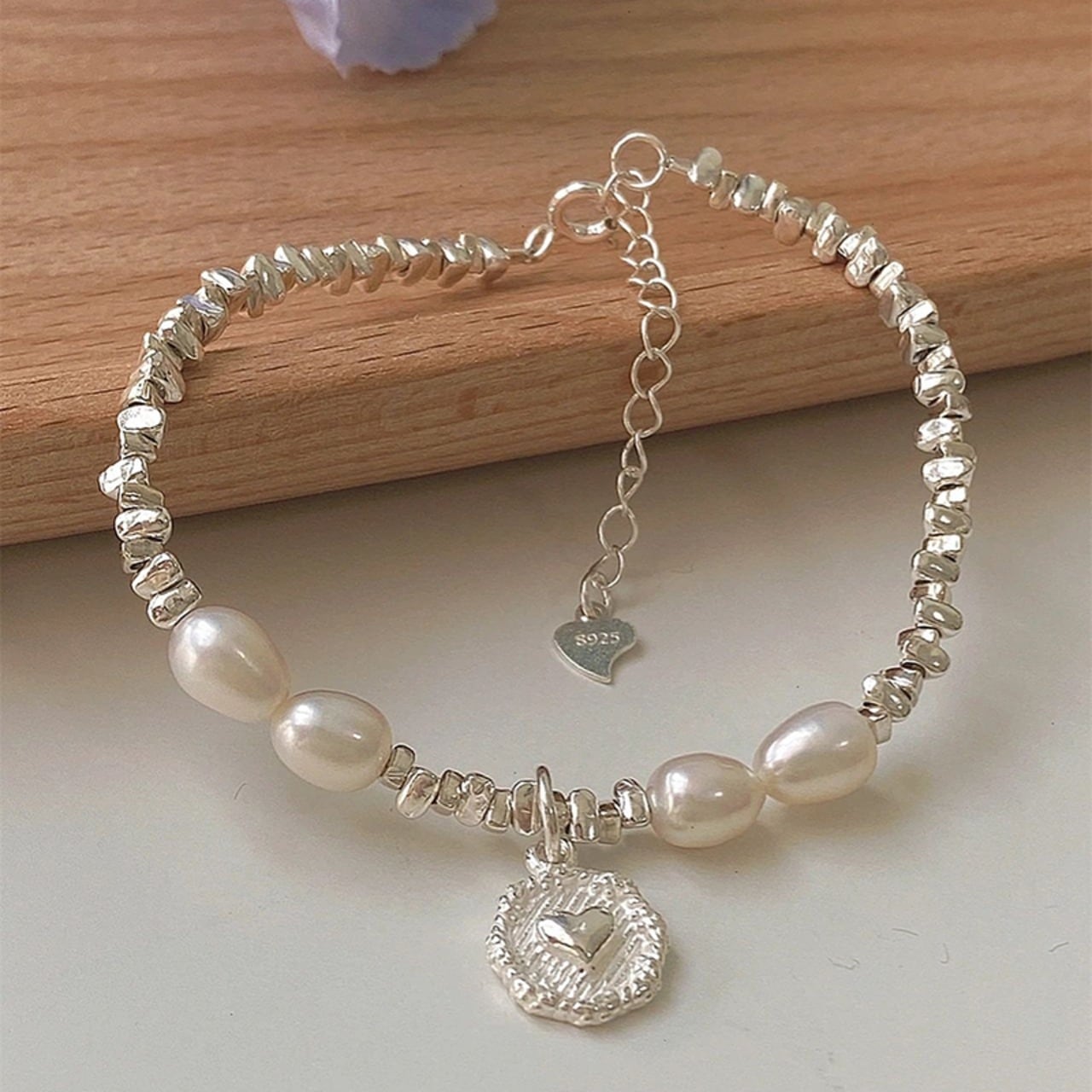 PERCACHY優しいシルバーパープルブレスレット