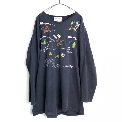Vintage L / S Embroidered T-shirt [1980s-] [SWAN MAGIC] Vintage Hand Embroidered L / S T-Shirt