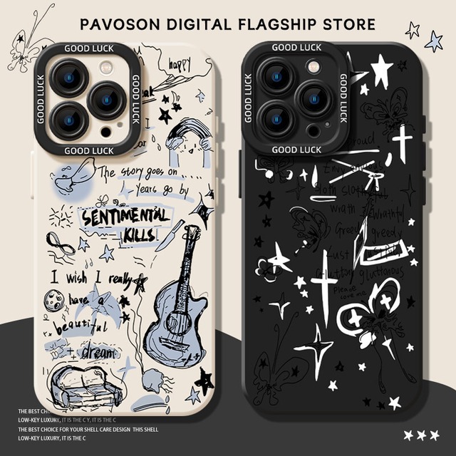 【PAWOSENシリーズ】★携帯ケース★ 4color 落書き アイホンケース iPhone17 iPhone16 iPhone15 iPhone14 iPhone13 iPhone12/11/XS/XR 落書き