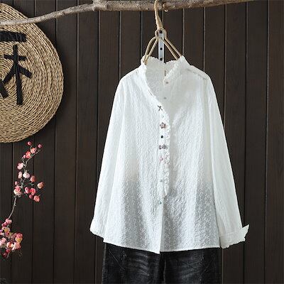 サラマリカ 刺繍ブラウス ボリュームスリーブ 白 ホワイト 長袖 スタンドカラー サラマリカ 刺繍ブラウス ボリュームスリーブ 白 ホワイト 長袖