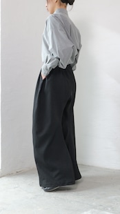 i’m here - “He is twitted” Pants :Black|ツイスト立体パターン/軽量ポリエステル/レザーパッチ