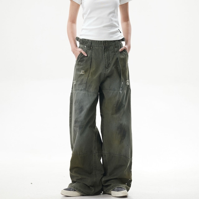 ペイントダメージワイドカーゴパンツ R00788