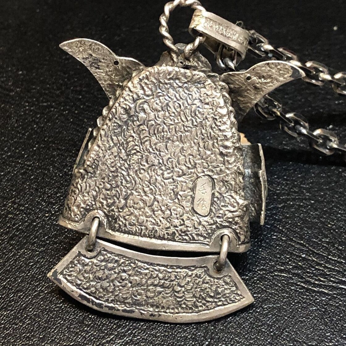 一点物細工 ☆CARVEX☆ 手彫り スカル ペンダント 侍魂 小手作 純銀 