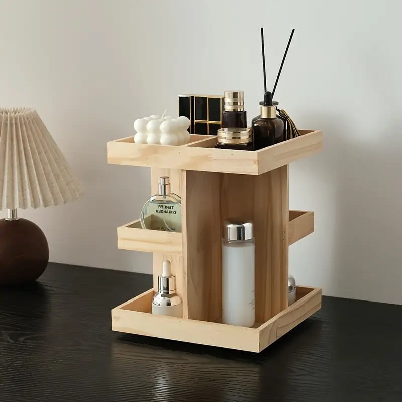 メイクスタンド コスメボックス 回転式 木製 オーガナイザー おしゃれ