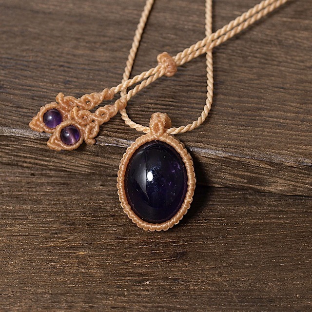 【一点物】アメジストマクラメネックレスNo.2