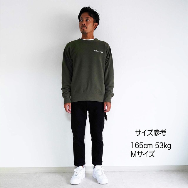 AfterBlueロゴトレーナー カーキ【衣類再生素材】【ユニセックス】