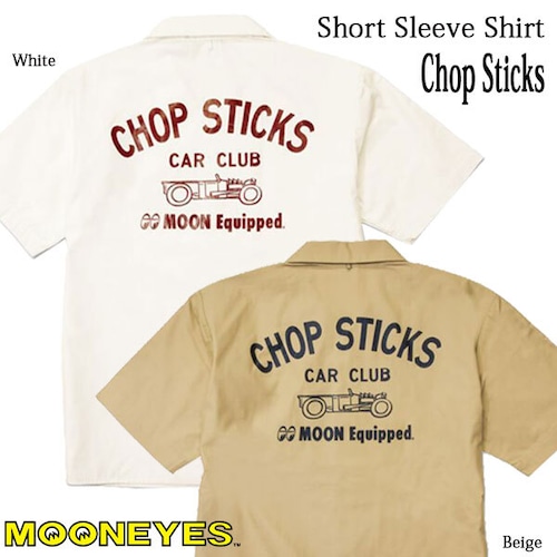 Chop Sticks Short Sleeve Shirt チョップ スティックス ショート スリーブ シャツ 2色 開襟 オープンカラー 半袖 HOTROD バイク MOONEYES ムーンアイズ