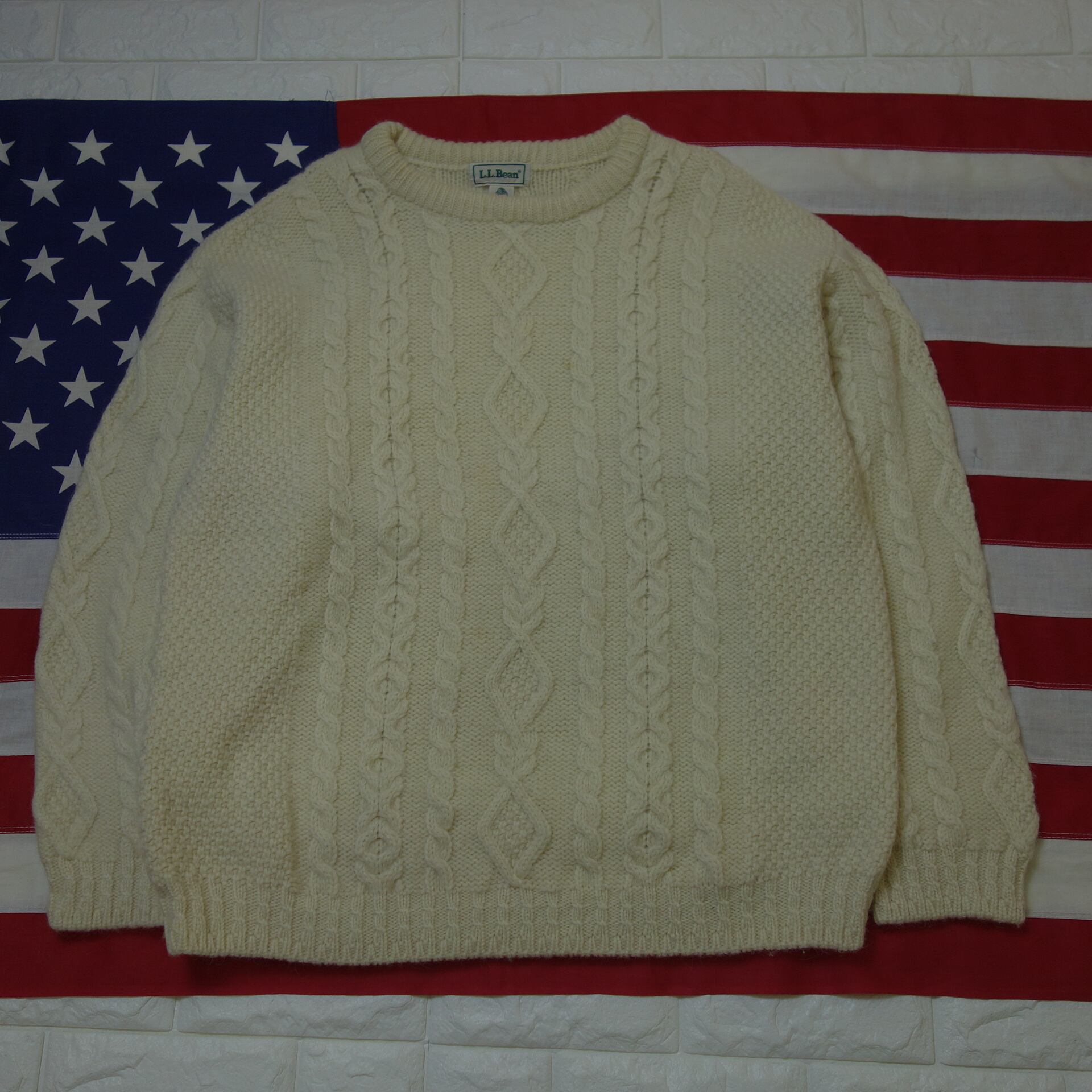 70's～ 【IRELAND製】 L.L.Bean(エルエルビーン) Fisherman Wool Knit