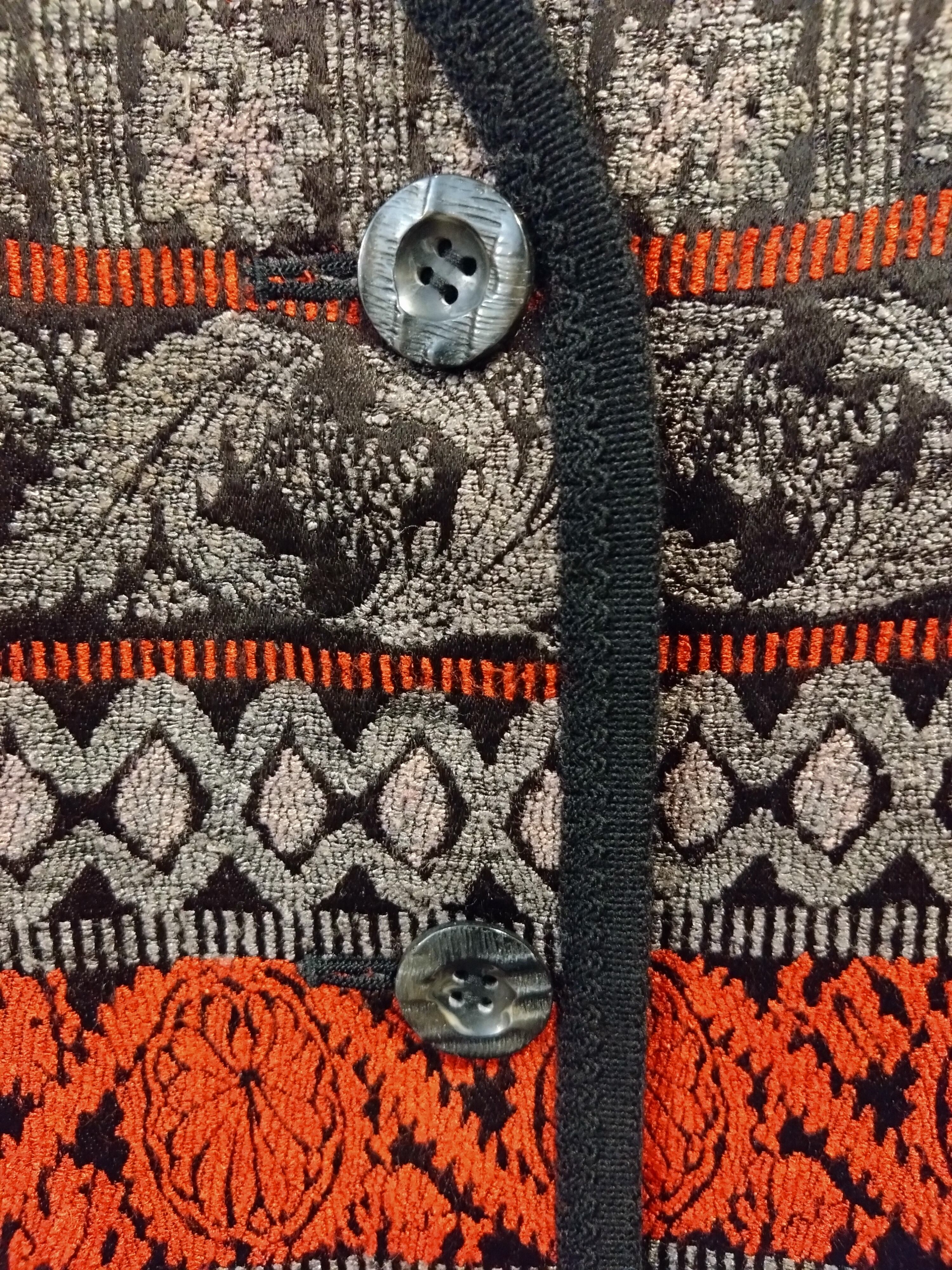 ボタニカル刺繍ジレ/アンティークビンテージ古着昭和レトロベスト 