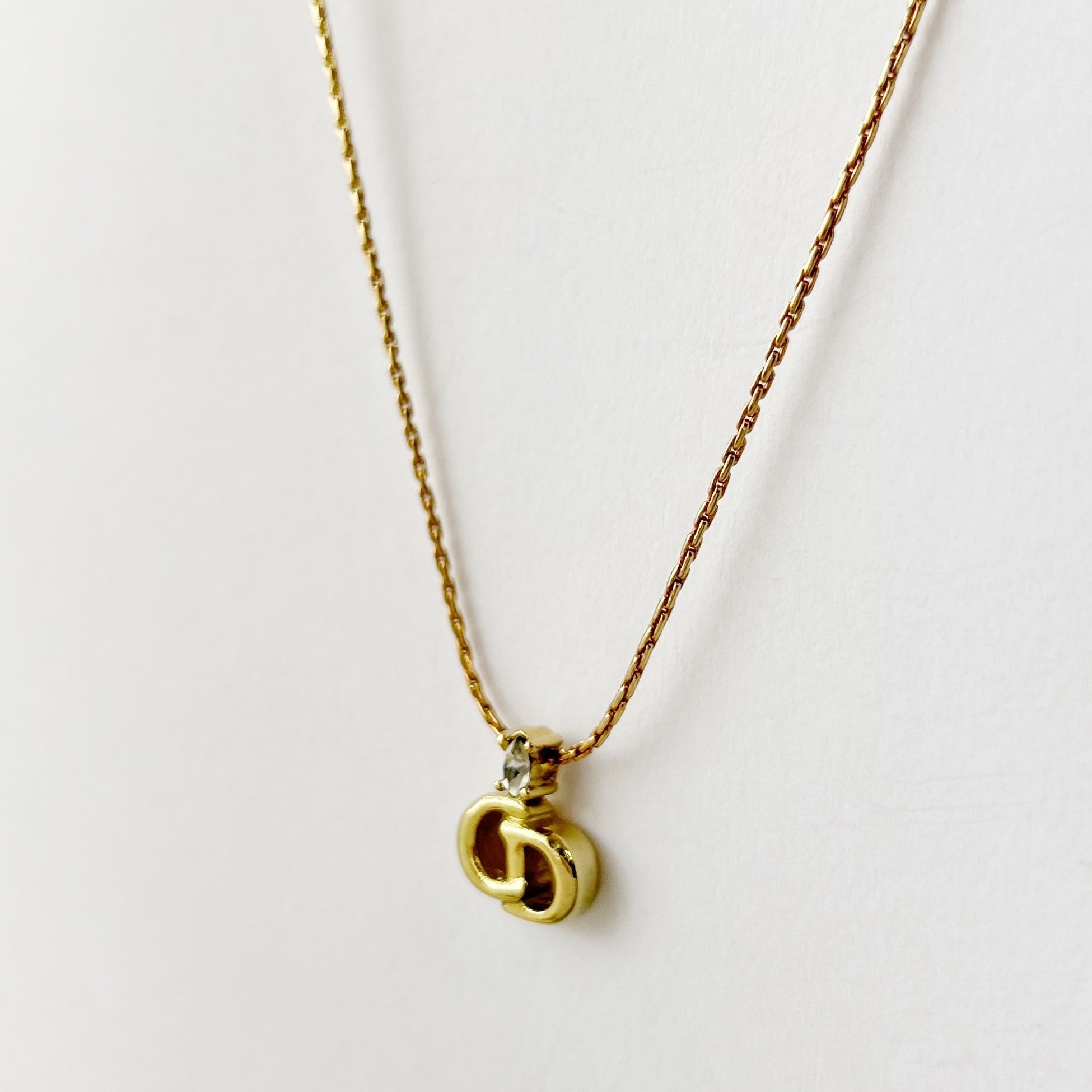 N7169】Christian Dior one stone logo necklace/クリスチャン