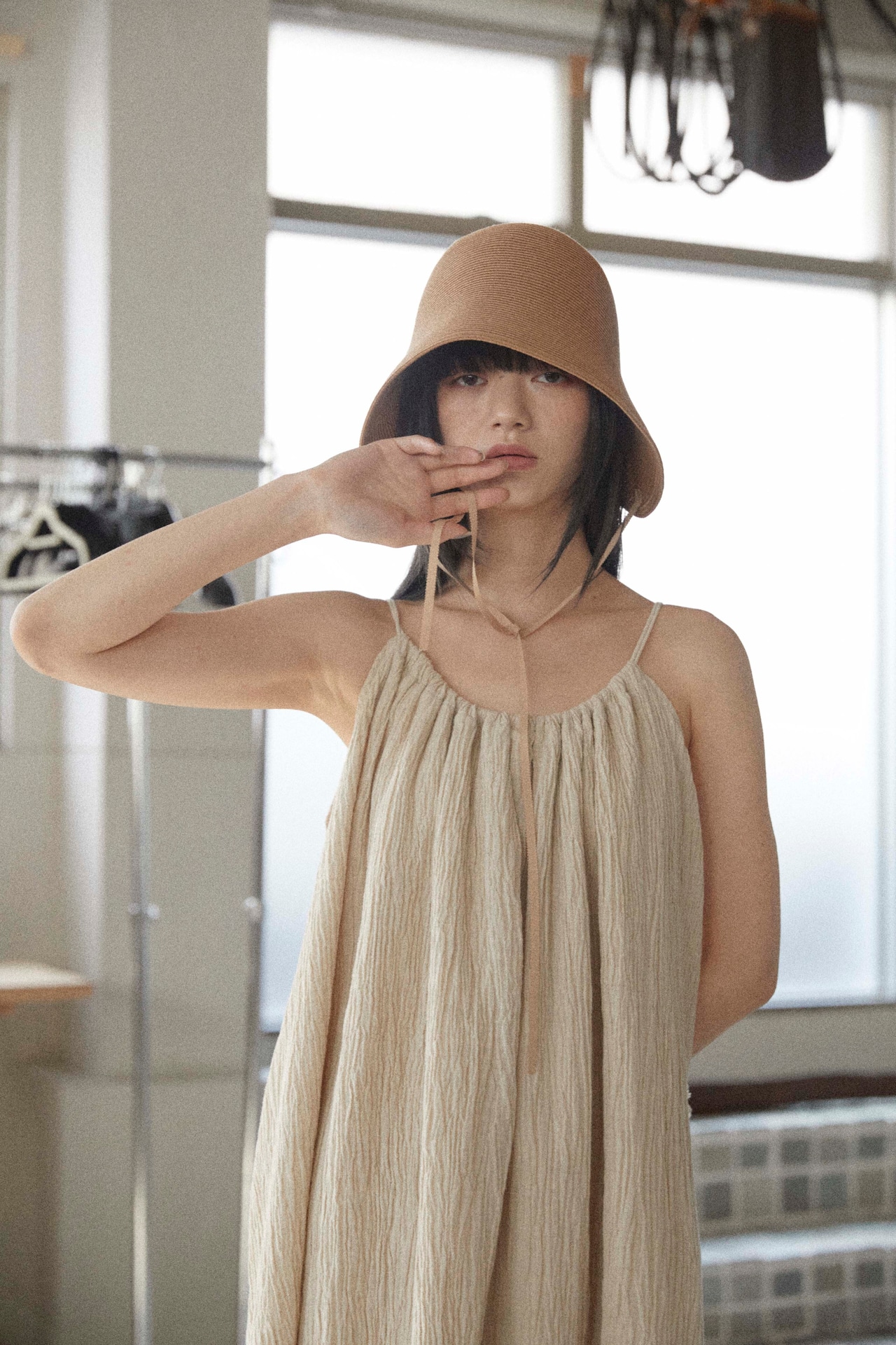 DU250530 linen pleats camisole one piece【残り僅か】