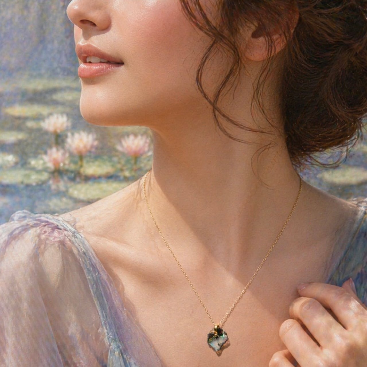 015 Water Lilies Collection】 オパール 鉱物原石 14kgf ネックレス