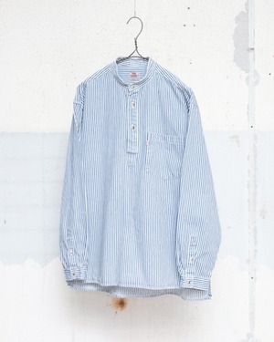 “Levi’s” hickory stripe band collar pullover shirt / From EUROPE