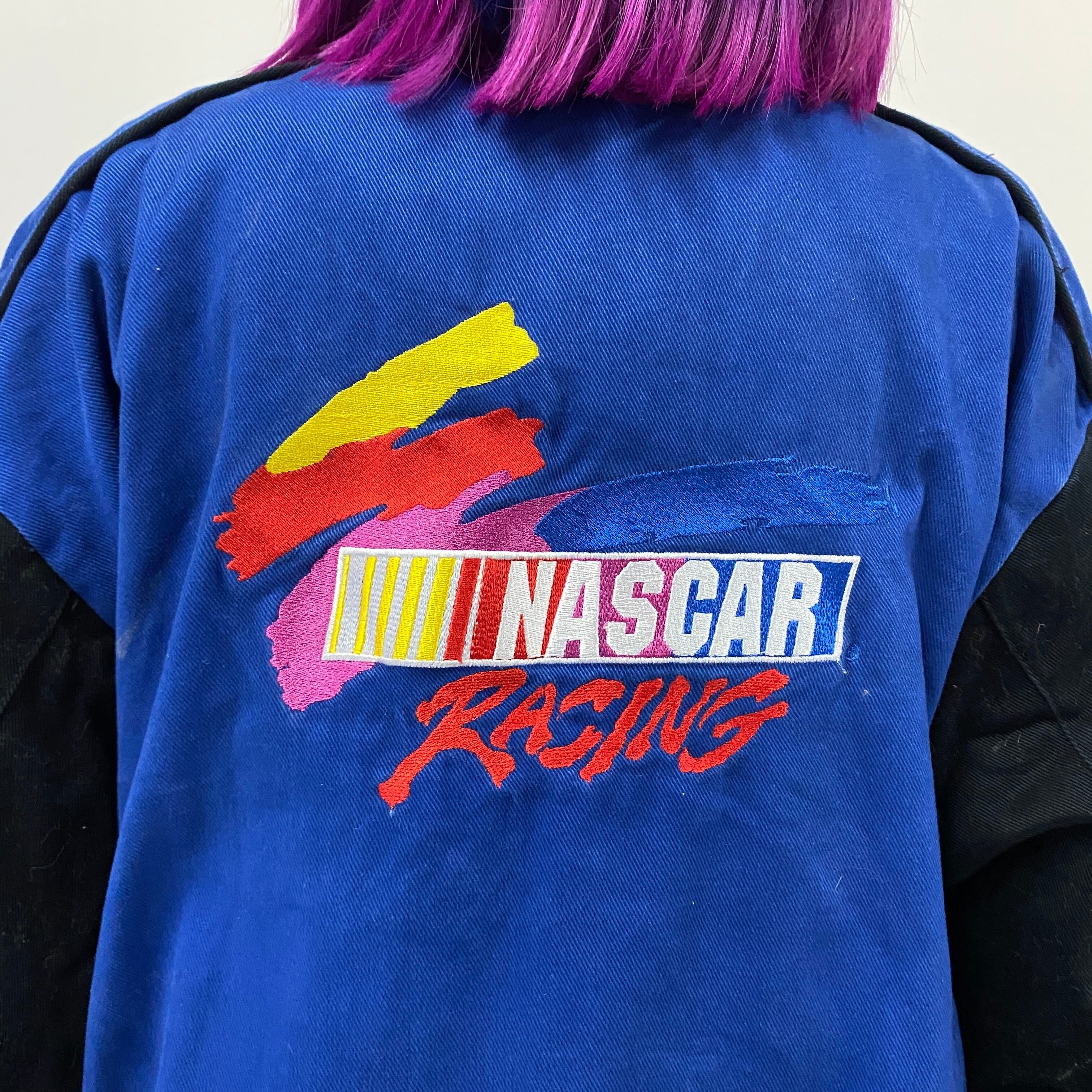 90年代 NASCAR ナスカー ロゴ 刺繍 コットンツイル レーシングジャケット メンズXL相当 古着 90s ヴィンテージ ビンテージ  ブラック×ブルー【ブルゾン・ジャケット】【HA10】 | cave 古着屋【公式】古着通販サイト