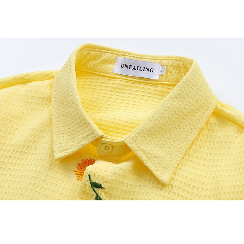 【新品】　ハウスオンザヒル　ロングスリーブシャツ　イエローフラワー ♥向日葵刺繍シャツ！【UATONLINEシリーズ】☆シャツ☆ ユニセックス