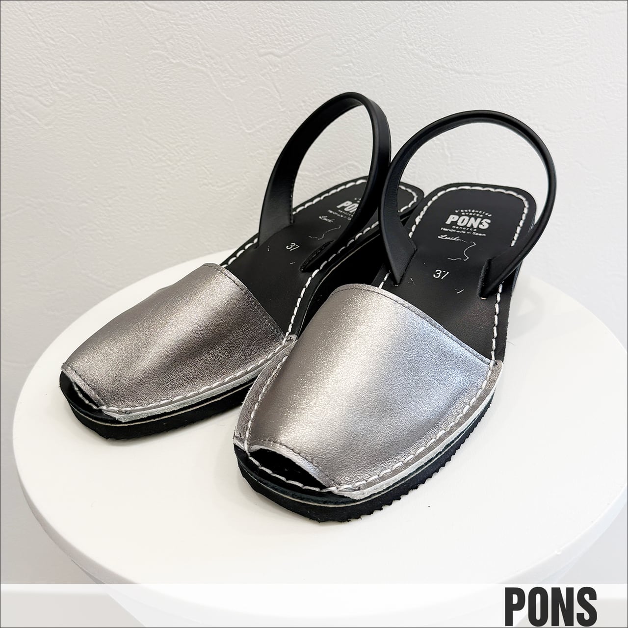 PONS 軽量レザーサンダル S6323 Asero/Nero