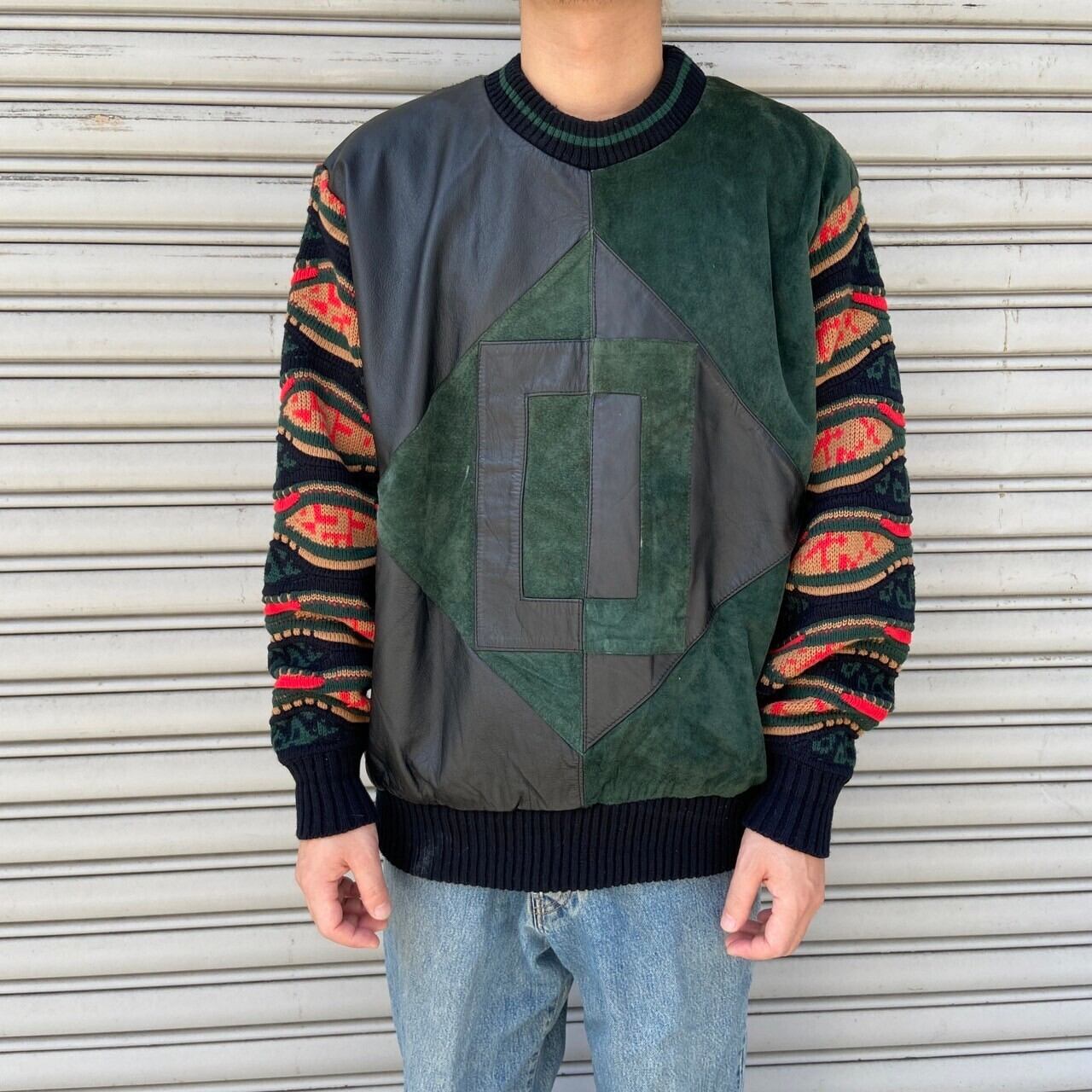 Trutus biancarra 80s レザー ニット スウェット セーター 【公式通販】