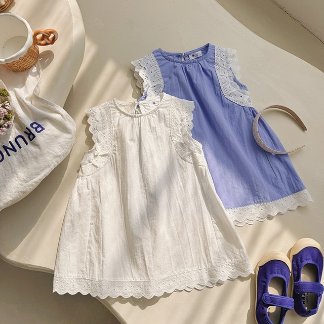 【 キッズ　90-140cm 】レース　ワンピース　親子リンク