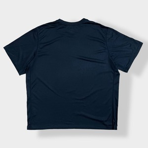 【NIKE】2XL ビッグサイズ Tシャツ スウッシュ ワンポイントロゴ  ポリエステル DRI-FIT ドライフィット 半袖 黒 メキシコ製 MEXICO US古着