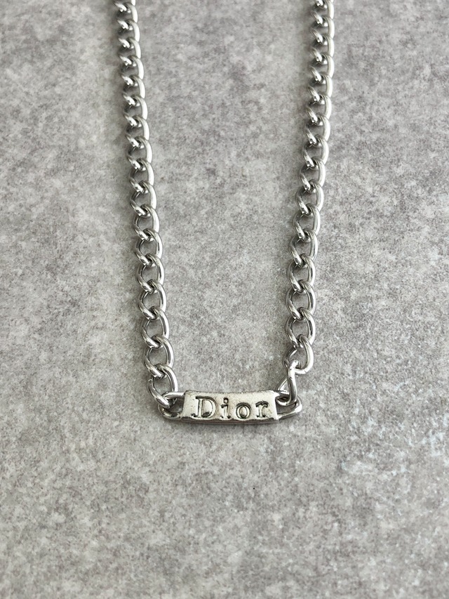 Christian Dior クリスチャン ディオール ネックレス シルバー プレートロゴ チェーン vintage ヴィンテージ オールド bbrkni