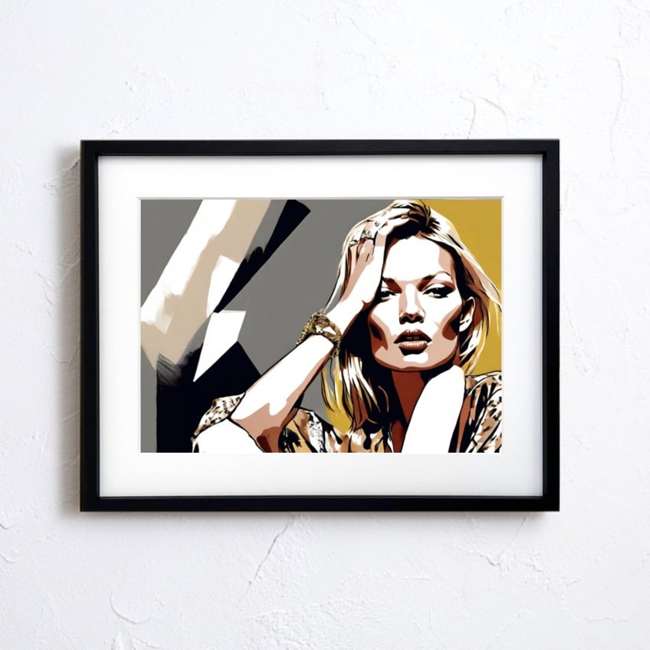 Legend Kate Moss｜ファッションアイコンの魅力を映すポートレートアートポスター｜洗練と存在感が空間をドラマティックに彩るA3ポスター