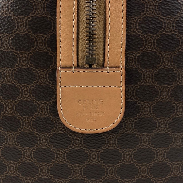 CELINE セリーヌ マカダム ハンドバッグ ブラウン PVC レザー ボストン  vintage ヴィンテージ オールド 2iu55c