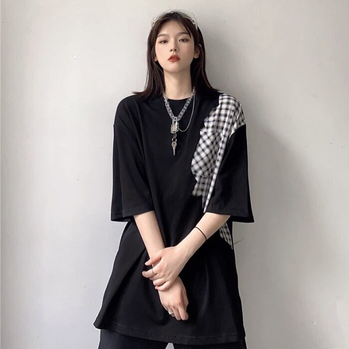 スタイルサマールーズダークカジュアルTシャツ トップス かわいい 夏物 ステッチ ケッペル58237769032