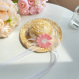 【PET】9色展開デージー花付きレース麦わら帽子