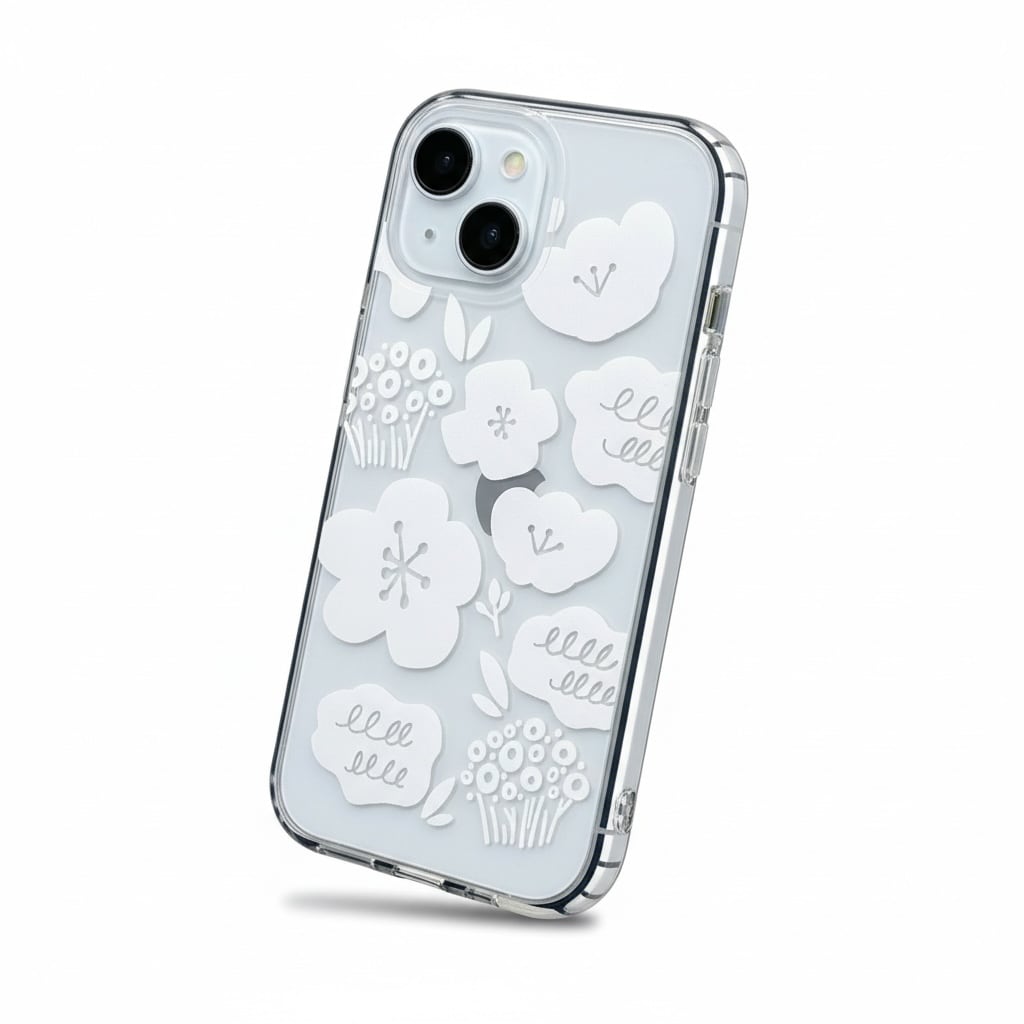 スマホケース iPhone16/15/13/SE3 北欧 クッションバンパー 透明