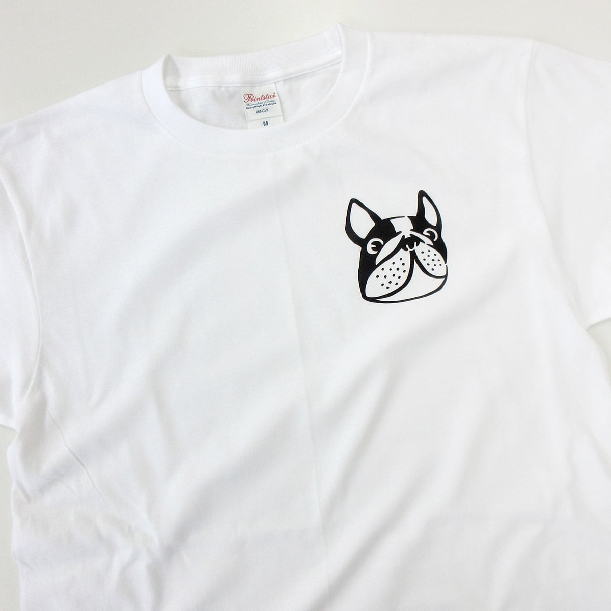 フレブル パイド ワンポイント Tシャツ dog16 顔イラスト 犬 フレンチブルドッグ 夏